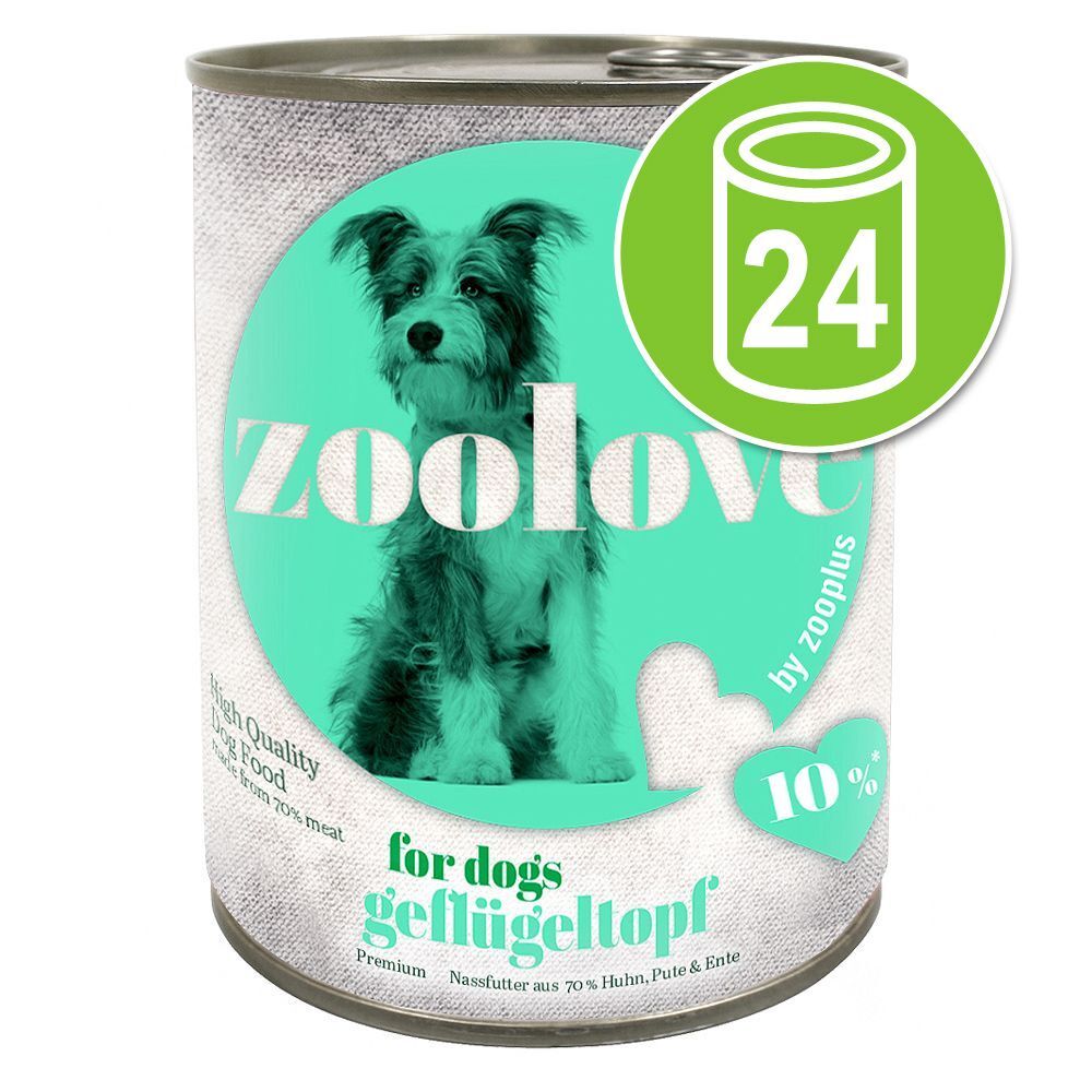 zoolove Lot de boîtes zoolove 24 x 800 g pour chien - délice à la volaille
