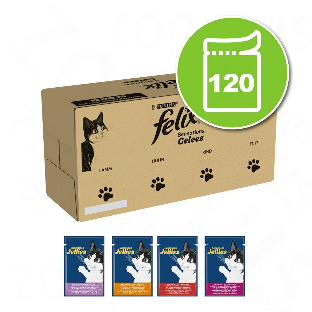 Felix Jumbopack Felix Sensations 120 x 85 g pour chat - 4 saveurs en gelée