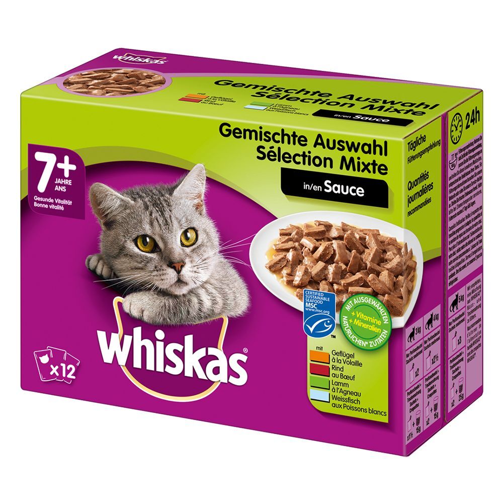 Whiskas 48x100g 7+ Senior - lot mixte Whiskas - Pâtée pour Chat