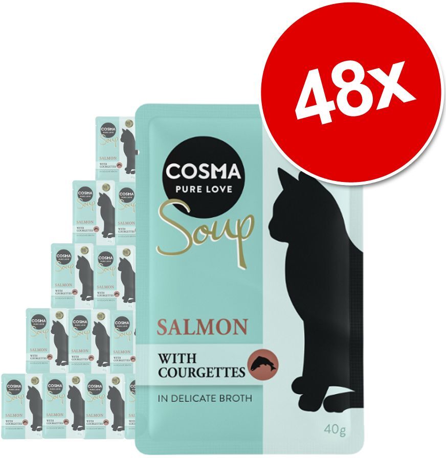 Cosma Lot Cosma Soup 48 x 40 g pour chat - saumon, courgette