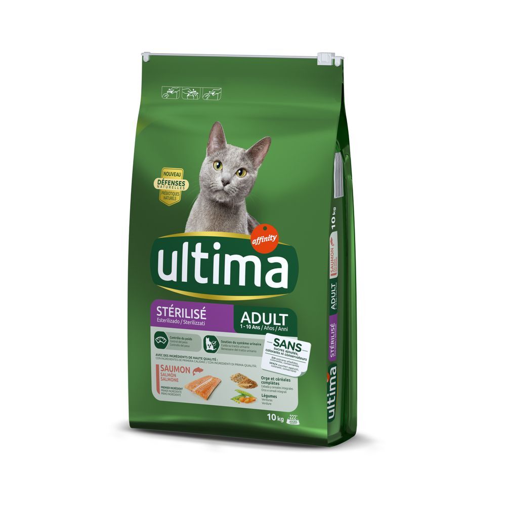 Affinity Ultima Ultima Chats Stérilisé, saumon, orge pour chat - 10 kg