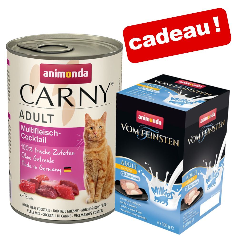 Animonda Carny Boîtes Animonda Carny 12 x 400g + Vom Feinsten Milkies 2 x 100g...