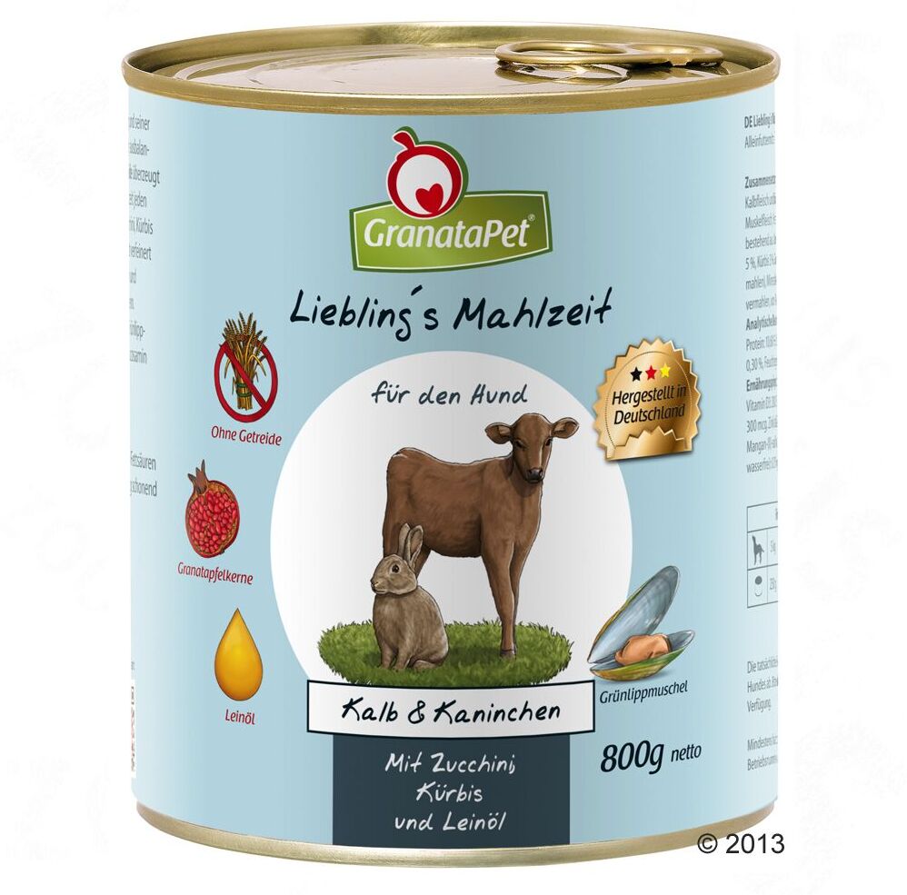 GranataPet Liebling's Mahlzeit 6 x 800 g pour chien - agneau, pommes...