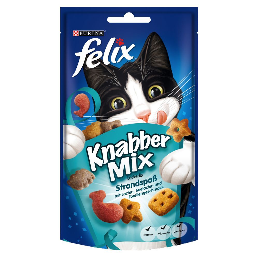 Felix 6x60g Friandises Party Mix, saveur de l'océan Felix - Friandises pour...