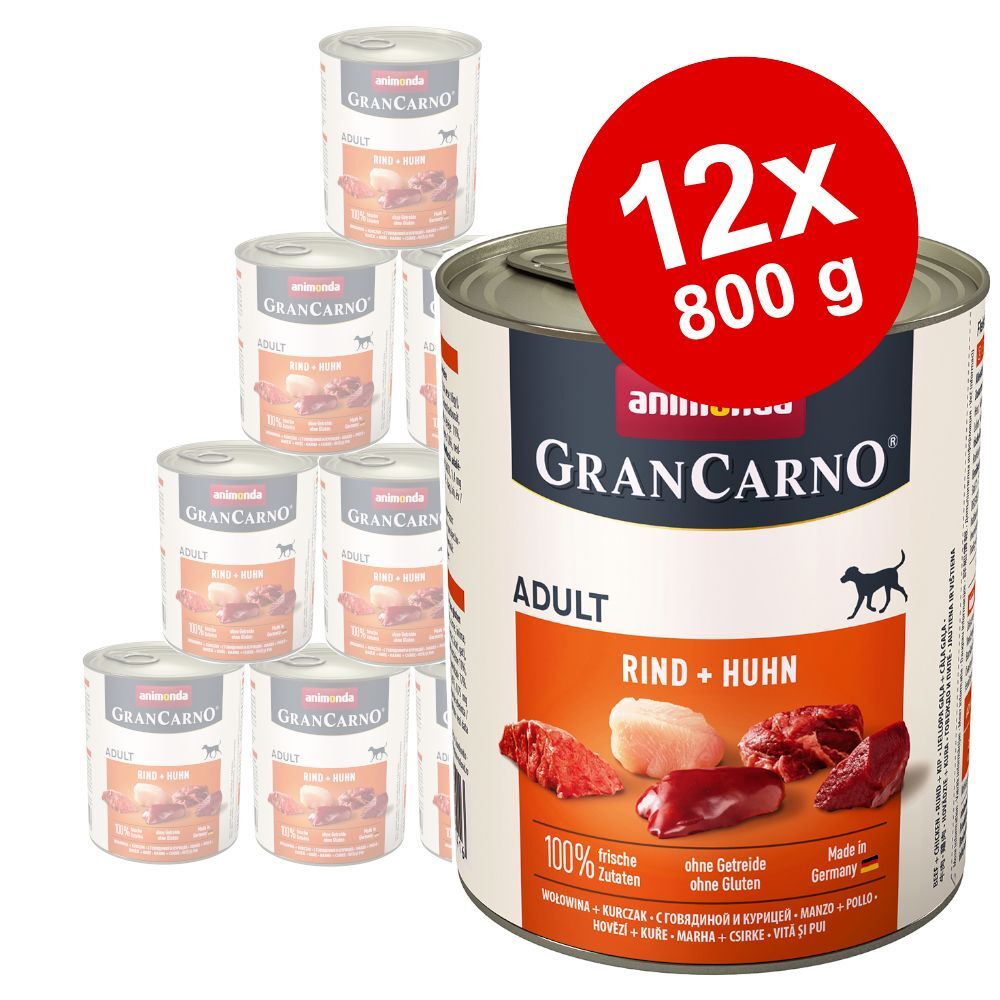 Animonda GranCarno Lot Animonda GranCarno Original 12 x 800 g pour chien - bœuf, saumon,...