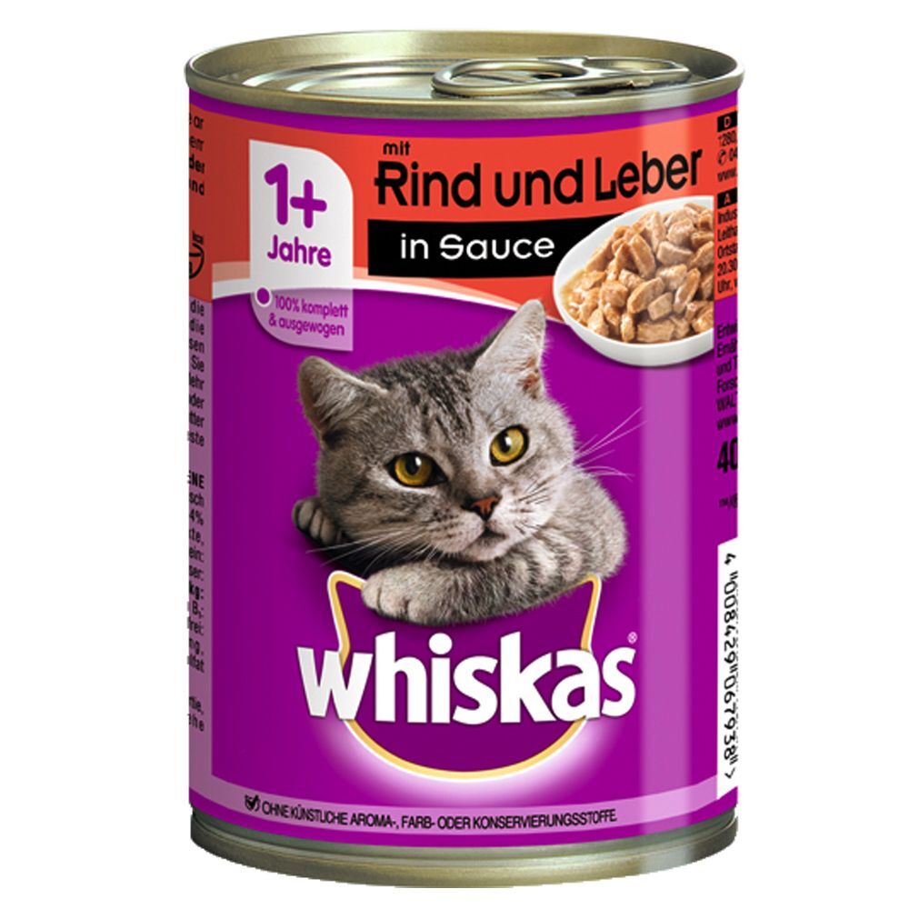 Whiskas 24x400g Adult 1+ - volaille en sauce Whiskas - Pâtée pour Chat