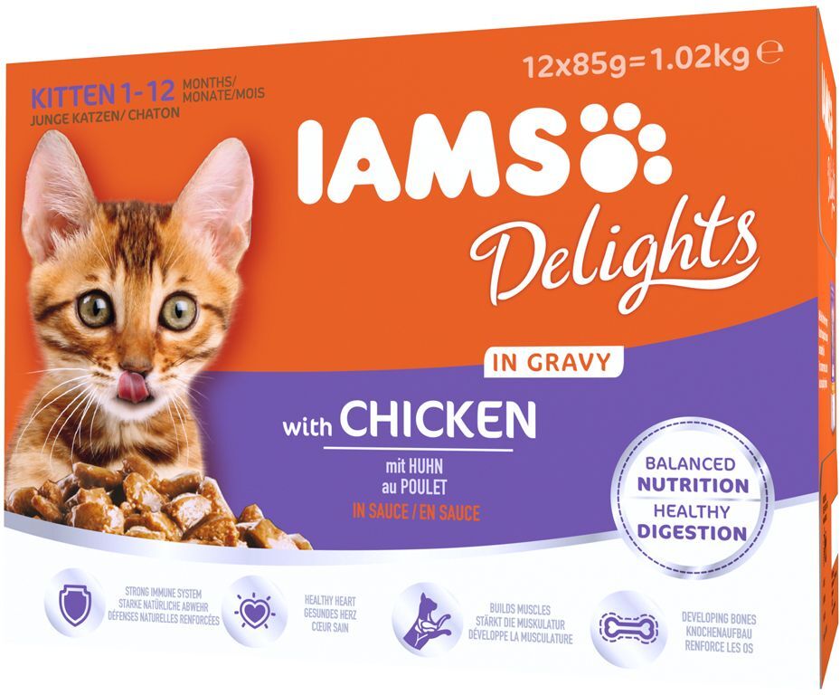 IAMS 12x85g IAMS Kitten & Junior, poulet - Pâtée pour chat