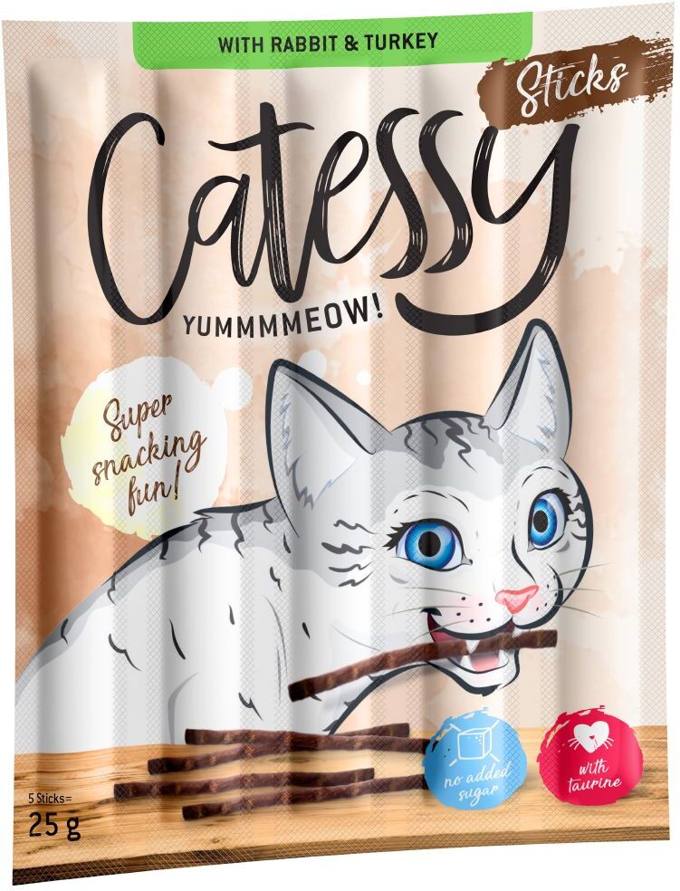 Catessy 10x5g Bâtonnets à mâcher Catessy, saumon & truite - Friandises pour chat