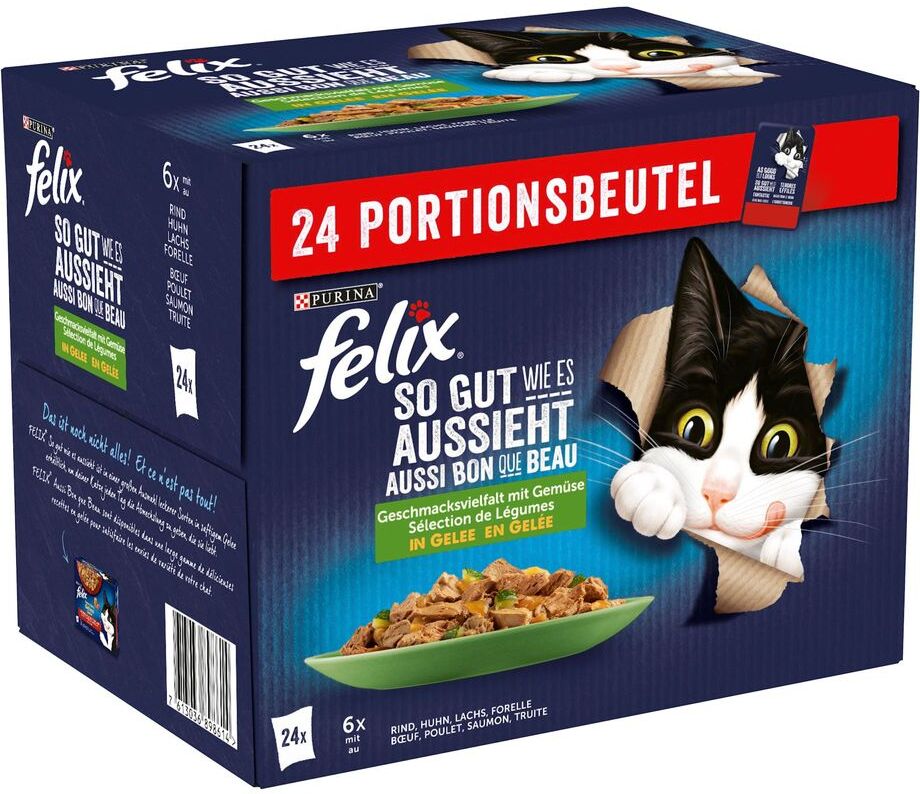 Felix "Tendres Effilés" en gelée 24 x 85 g - sélection à la viande