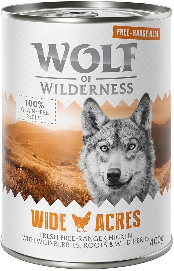 Wolf of Wilderness Lot Wolf of Wilderness Free Range 24 x 400 g pour chien - Wide Acres...