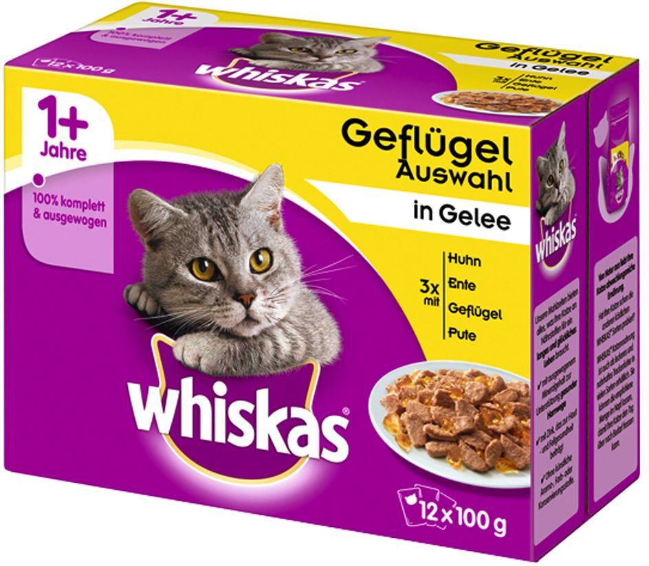 Whiskas 1+, adulte 12 x 100 g - sélection de poisson en gelée