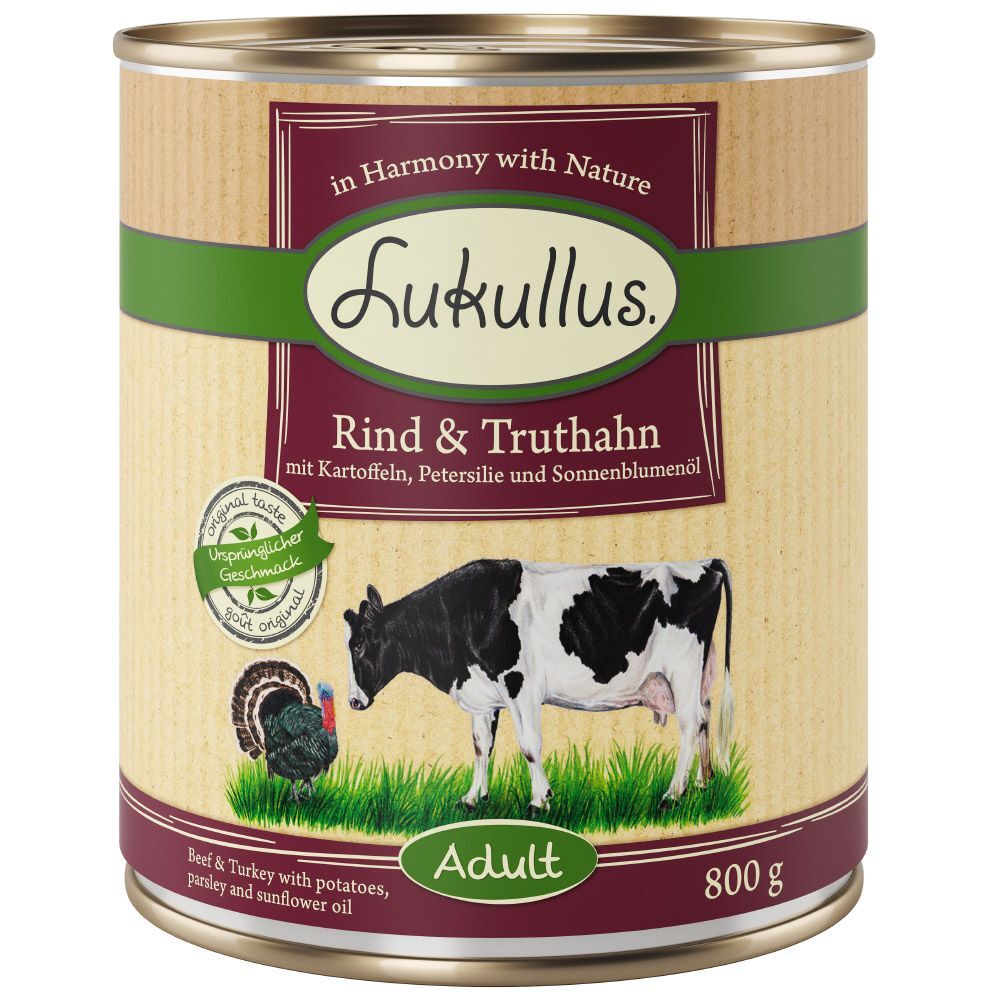 Lukullus 6x400g Adulte bœuf & dinde Lukullus - Pâtées pour Chien