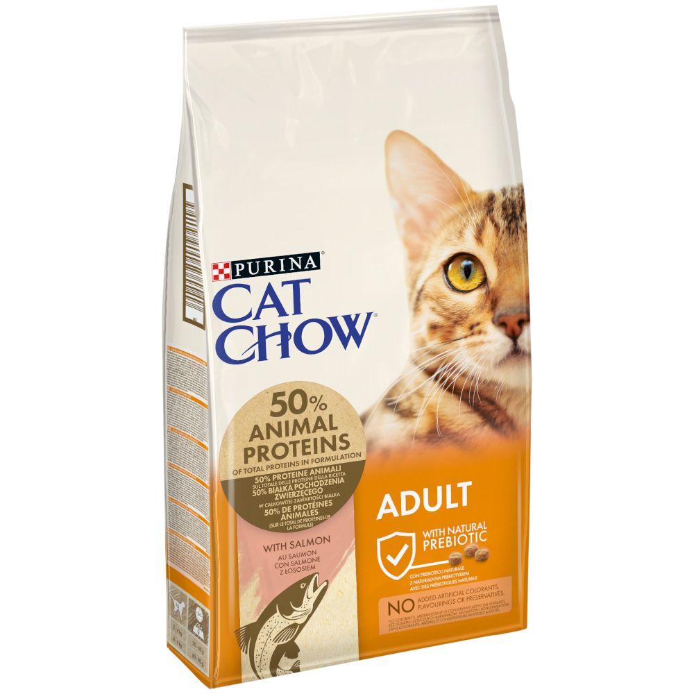 Cat Chow 15kg Purina Cat Chow Adult, saumon, thon - Croquettes pour Chat