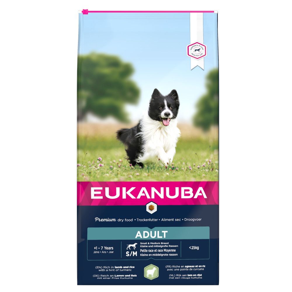 Eukanuba 2x12kg Adult Small/Medium Breed, agneau & riz Eukanuba - Croquettes...