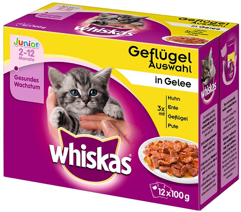 Whiskas 96 x 85g Whiskas Junior Marmiton, sélection de volaille en gelée -...