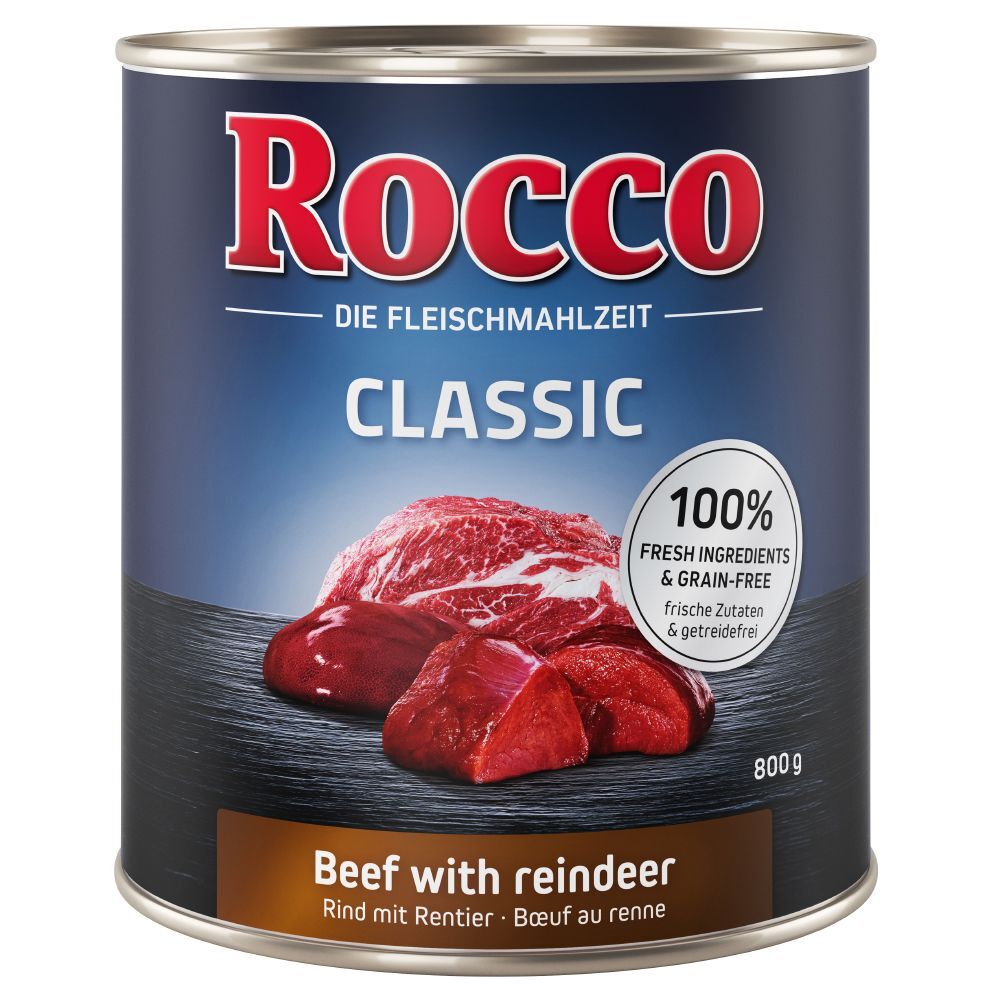 Rocco 6x800g Rocco Classic bœuf, renne - Pâtée pour chien