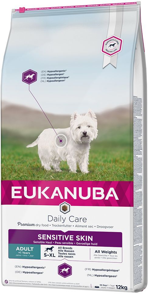 Eukanuba Daily Care Adult Sensitive Skin pour chien - 2 x 12 kg