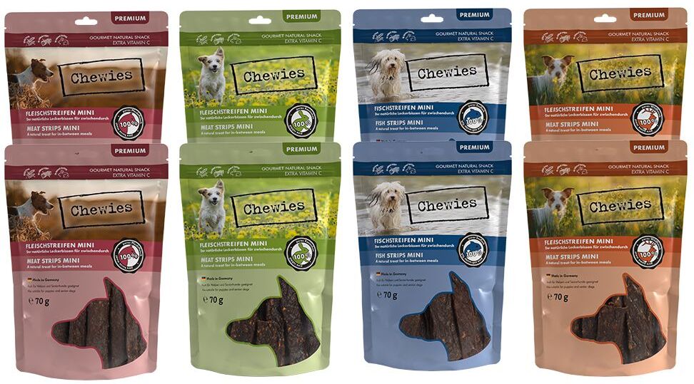 Chewies Lot mixte : lamelles de viande Mini Chewies pour chien - 8 x 70 g