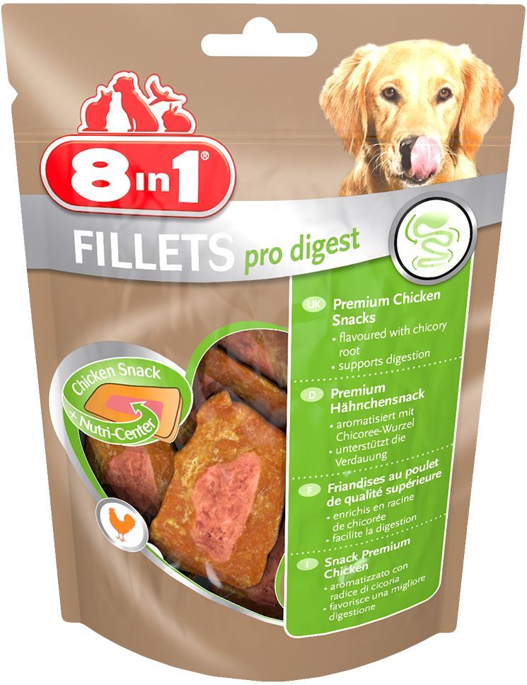 8in1 3x80 g Fillets Pro Digest, poulet S, 8in1 - Friandises pour chien