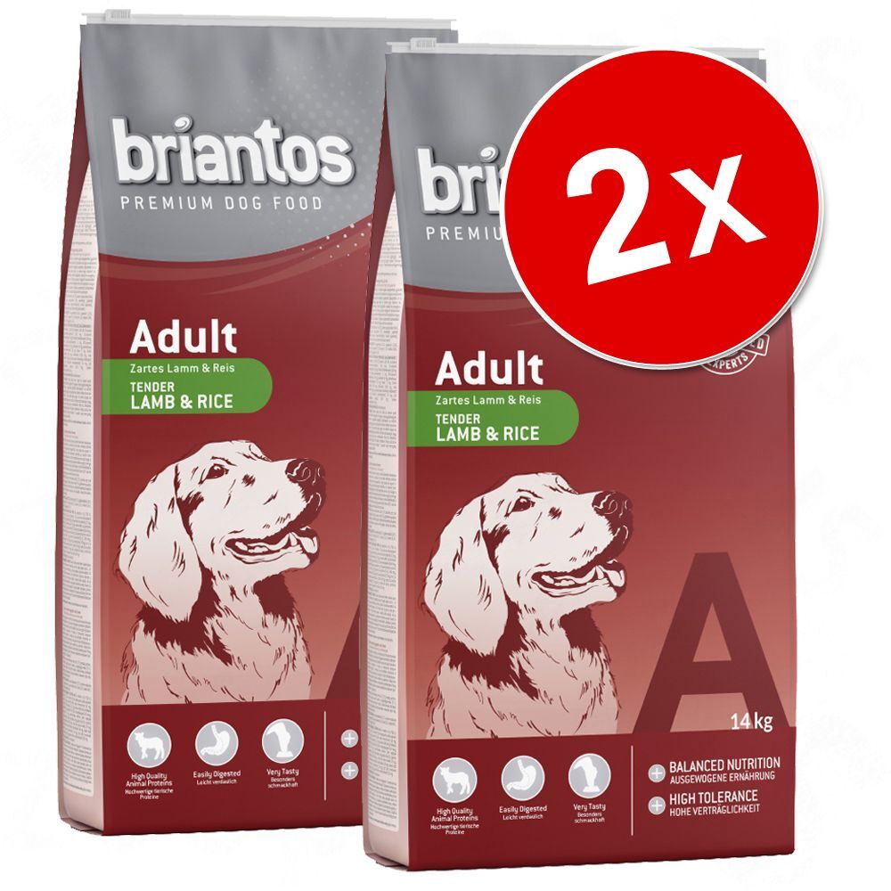 briantos Lot Briantos 2 x 14 kg pour chien - Adult Mini agneau, riz (3 x 3 kg)