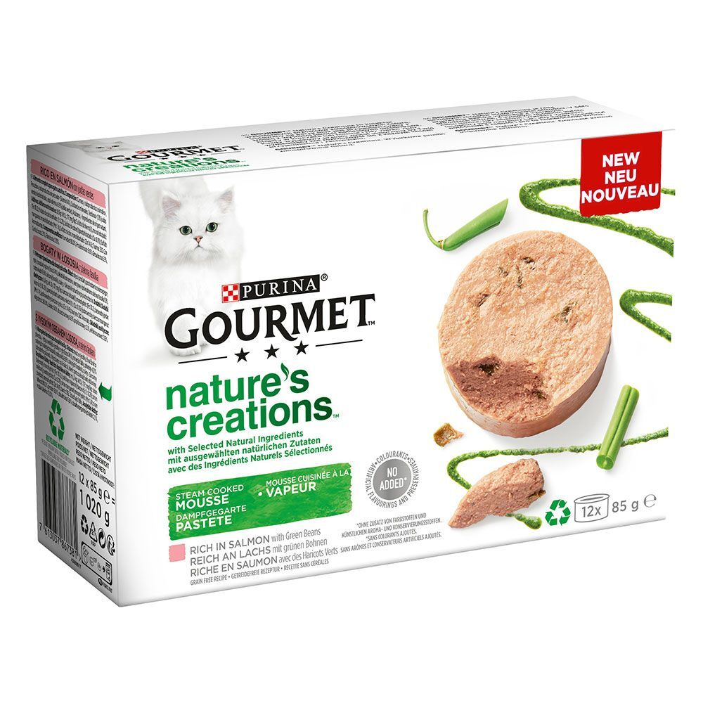 Gourmet 12x85g Salmon and Green Beans Nature's Creation Mousse Gourmet