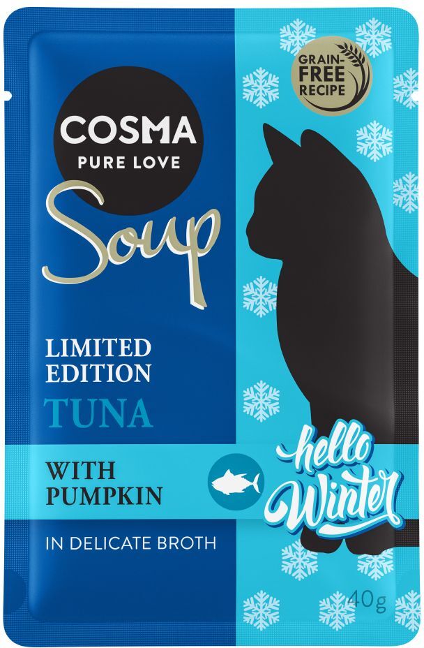 Cosma 12x40g Cosma Soup édition d'hiver thon, potiron - Pâtée pour chat