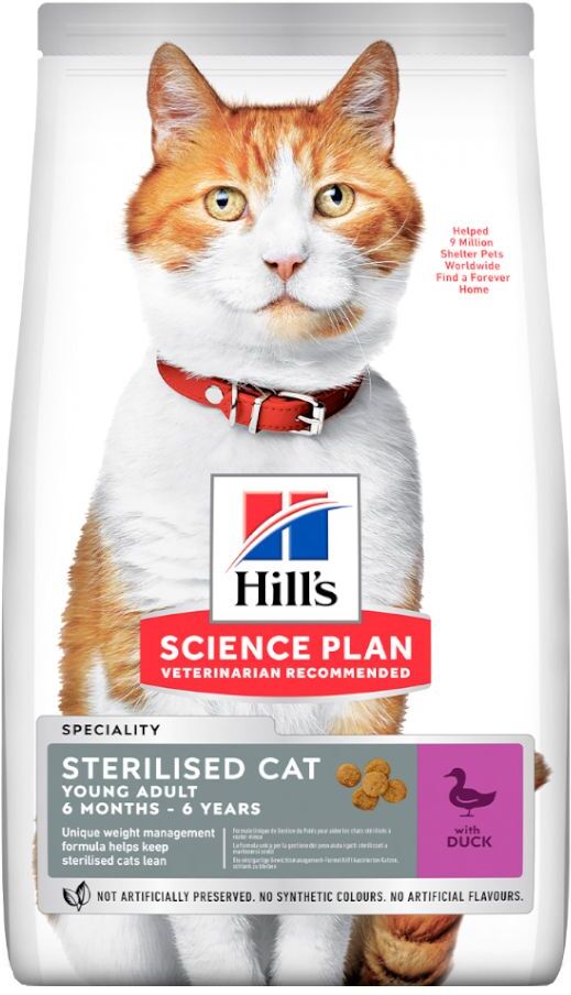 Hill's Science Plan 10kg Young Adult Sterilised canard Hill's Science Plan - Croquettes...