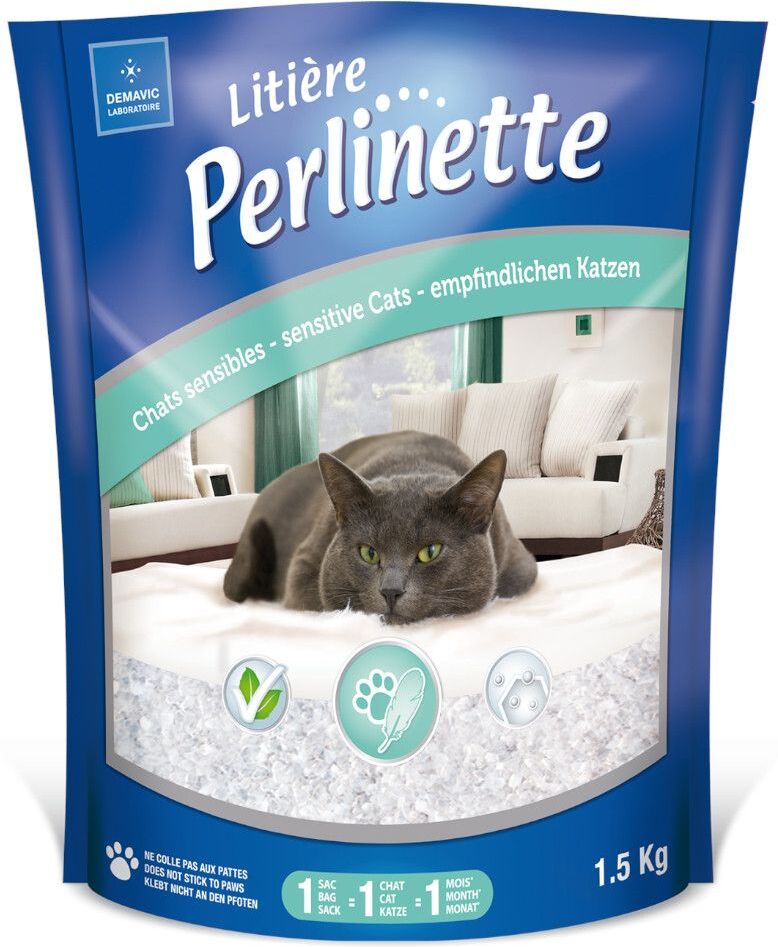 Demavic Litière Perlinette Sensible pour chat - 2 x 1,5 kg