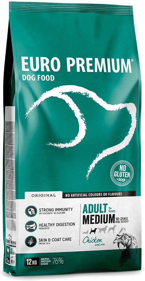 Euro Premium Medium Adult poulet, riz pour chien - 12 kg