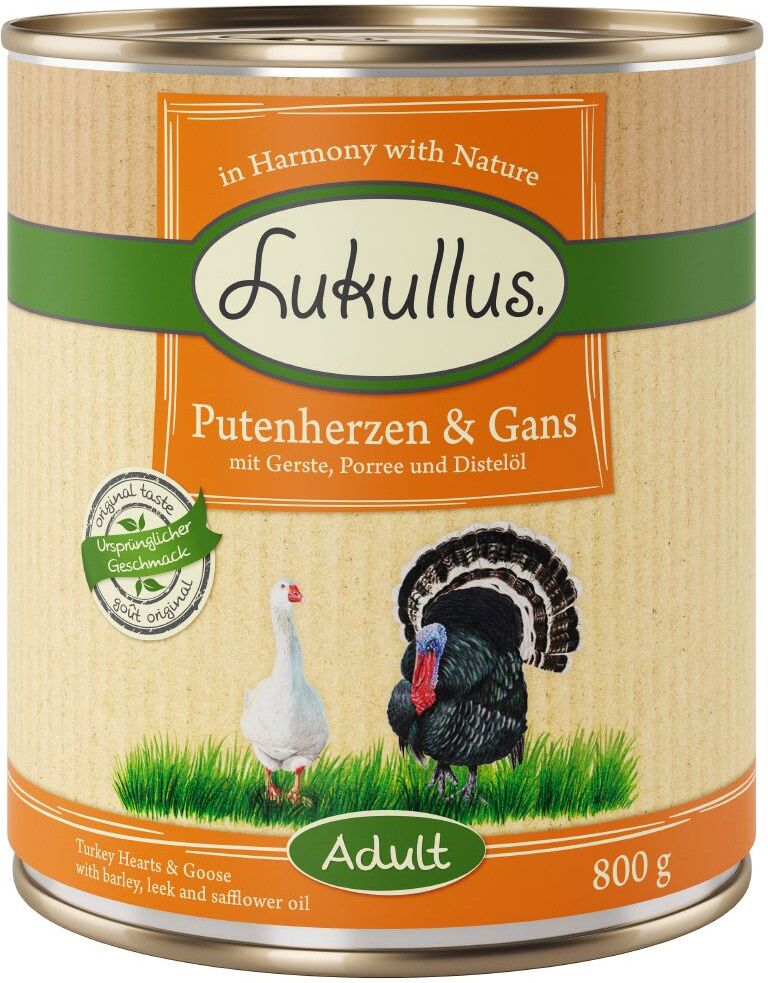 Lukullus 6x400g Adulte cœurs de dinde & oie Lukullus - Pâtées pour Chien