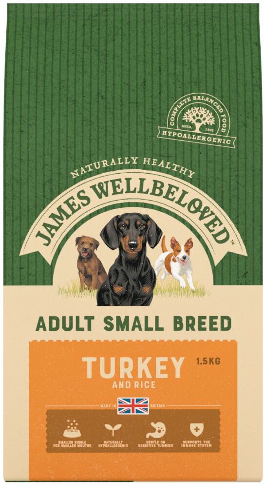 James Wellbeloved Adult Small Breed dinde, riz pour chien - 3 x 1,5 kg