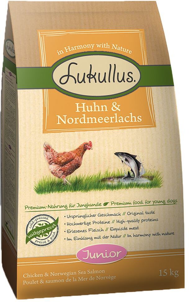 Lukullus 10kg Junior, poulet & saumon Lukullus - Croquettes pour Chien