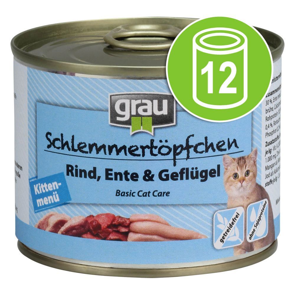 Grau Lot Grau menu gourmand Kitten 12 x 200 g pour chaton - bœuf, canard,...