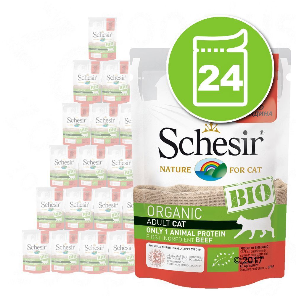 Schesir Lot Schesir Bio 24 x 85 g pour chat - Sterilized poulet bio, porc bio...