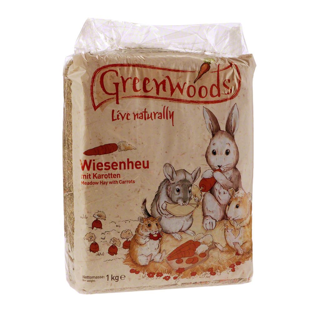 Greenwoods Small Animals Foin Greenwoods, carottes - lot % : 3 x 1 kg