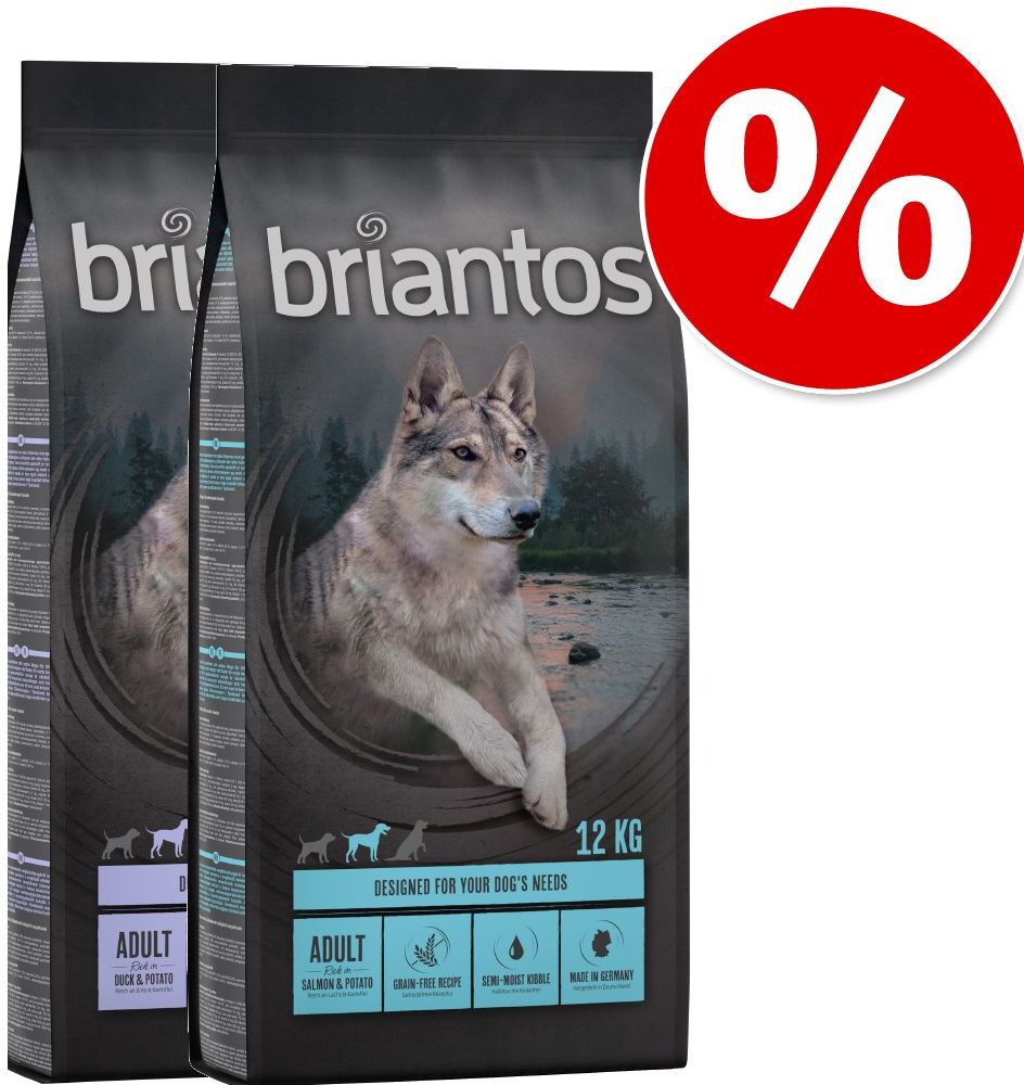 briantos Lot Briantos SANS CÉRÉALES 2 x 12 kg pour chien - canard, pommes de...