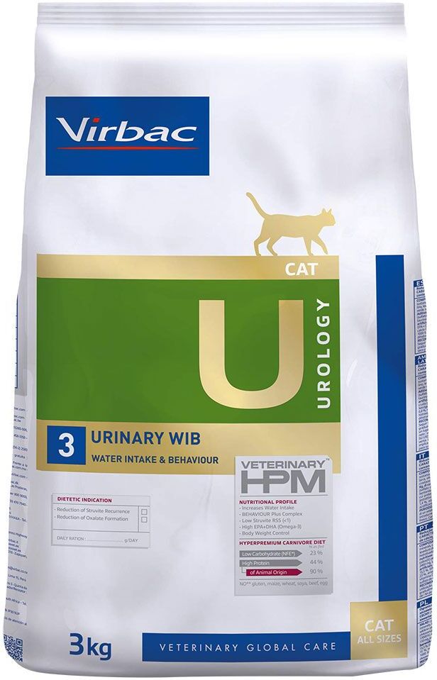 Virbac Veterinary HPM U3 Urology Urinary WIB pour chat - 2 x 3 kg