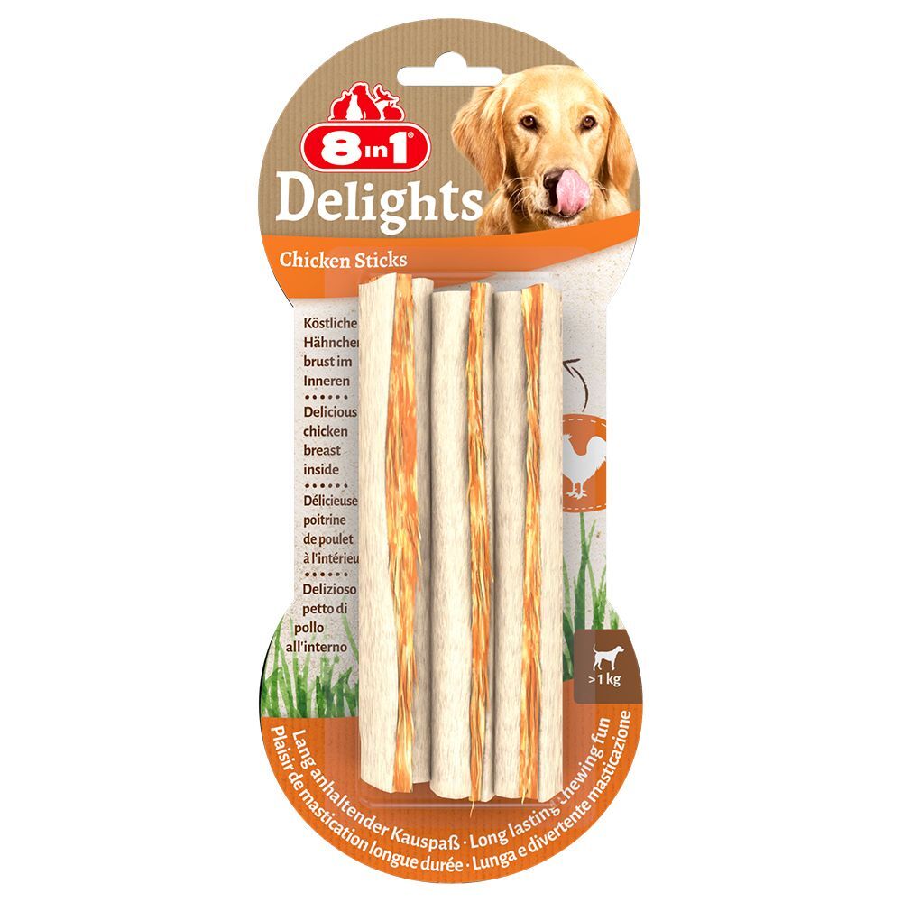 8in1 8en1 Delights, poulet, bâtonnets à mâcher pour chien - 6 x 75 g (18...