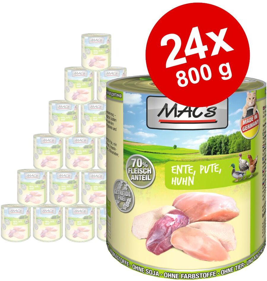 MAC's Lot MAC's 24 x 800 g pour chat - canard, dinde, poulet