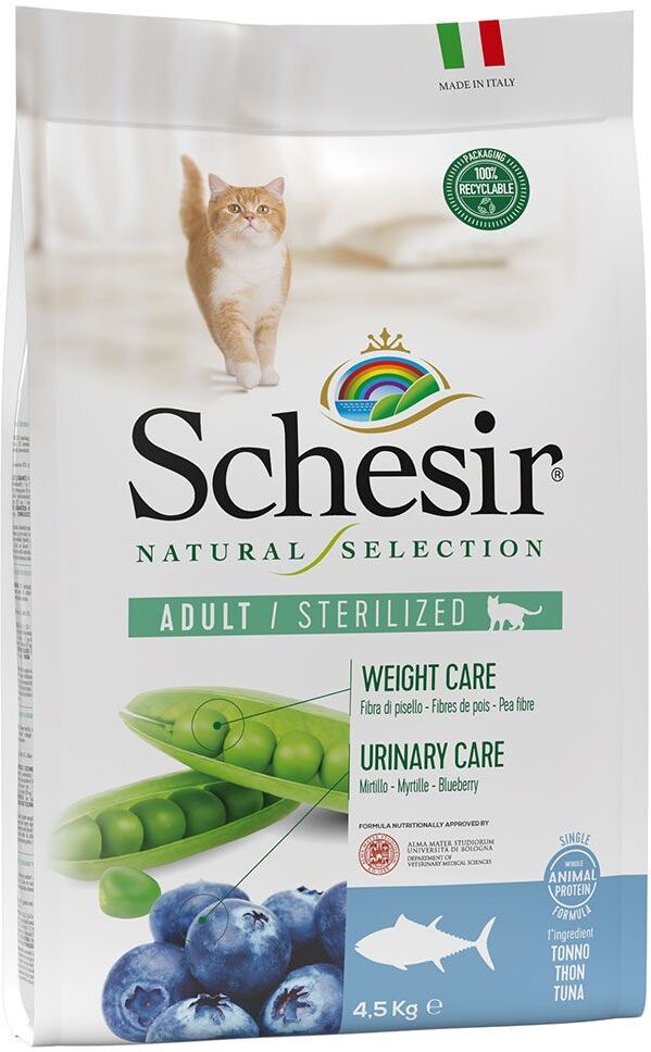 Schesir Natural Selection Adult Sterilized thon pour chat - 2 x 4,5 kg