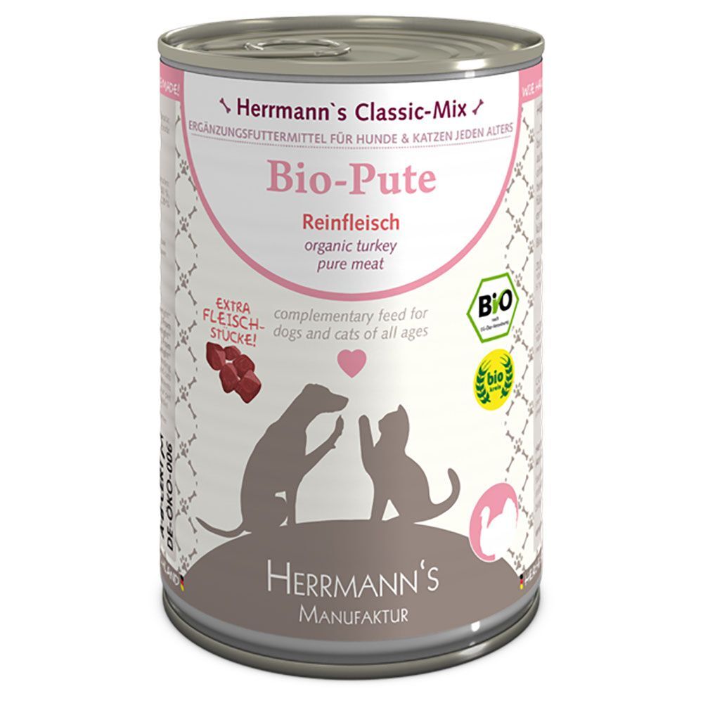 Herrmanns Herrmann's Pure Viande 6 x 400 g pour chien et chat - pur bœuf bio