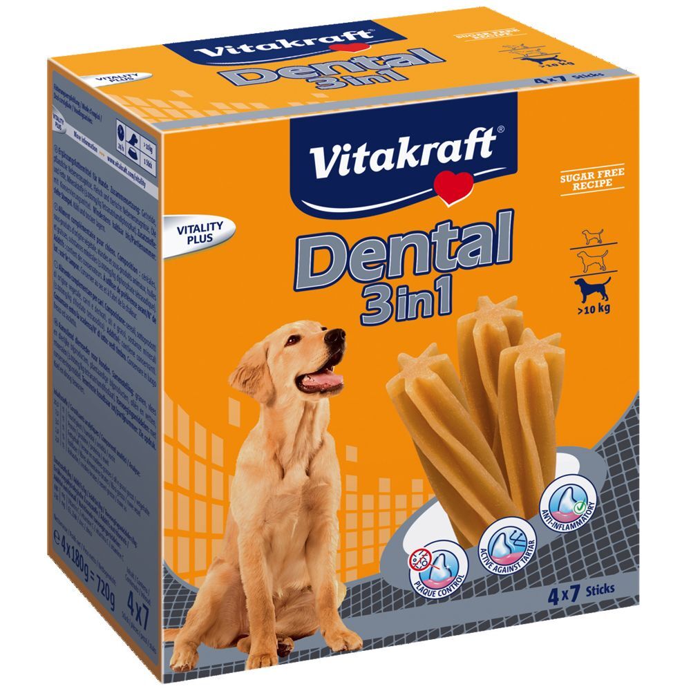 Vitakraft Multipack Vitakraft Dental 3in1, taille M pour chien - 12 x 180 g