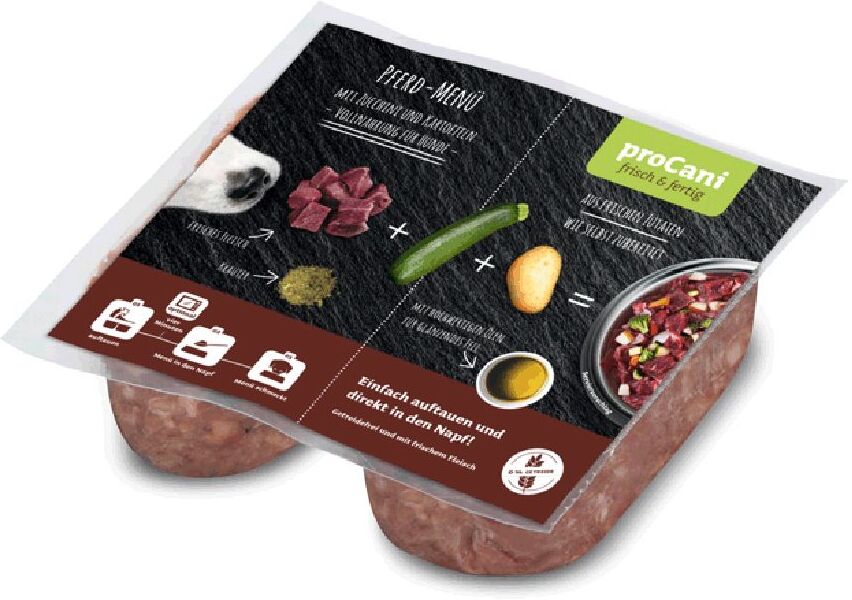 proCani Menu BARF cheval, courgettes, pommes de terre - 5 x 2 x 400 g