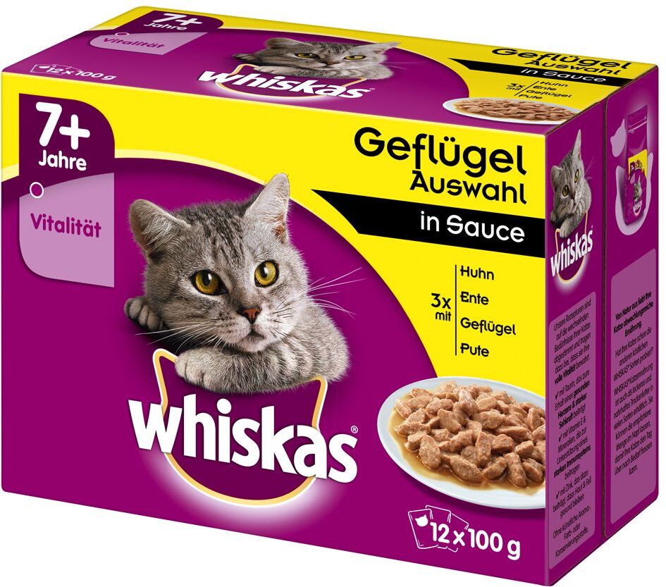 Whiskas 12x100g 7+ Senior - sélection variée en sauce Whiskas - Pâtée pour Chat