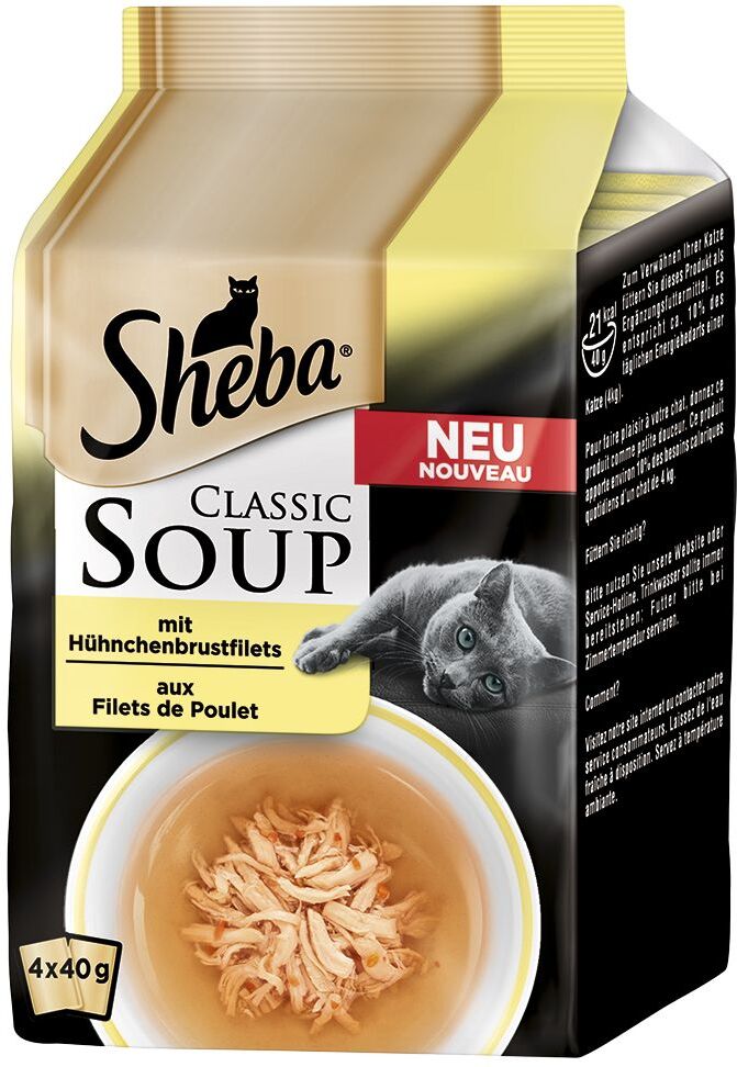 Sheba 4x40g Classic Soup - Filets de poisson, légumes Sheba - Pâtée pour Chat