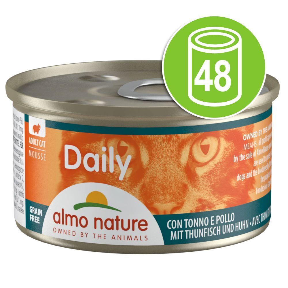 Almo Nature Daily Menu Lot Almo Nature Daily 48 x 85 g pour chat - mousse au thon & saumon