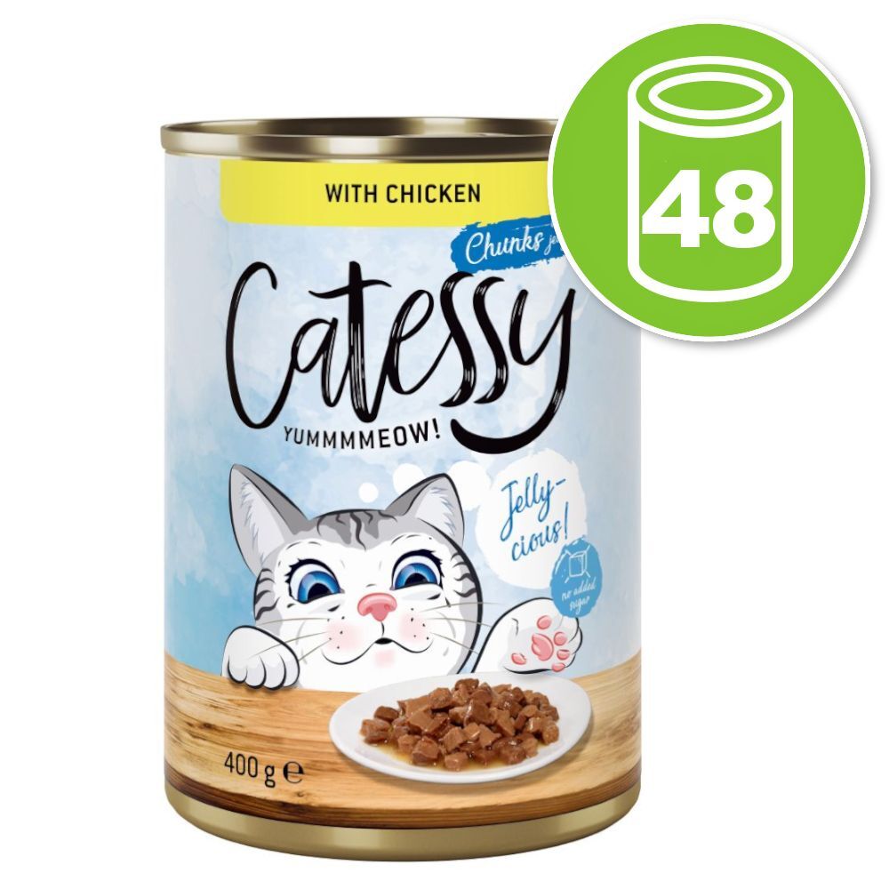 Catessy Lot Catessy Bouchées en gelée 48 x 400 g pour chat - poulet