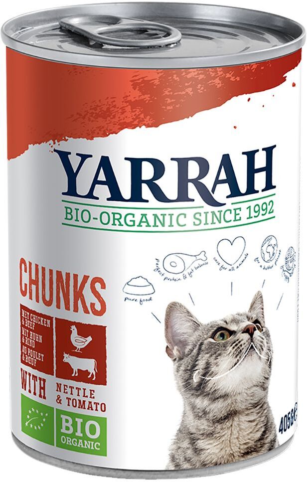 Yarrah 6x405g Yarrah Chunks poulet bio, bœuf bio, orties bio, tomates bio en...