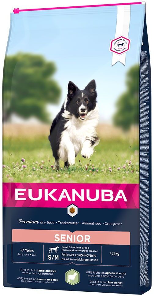 Eukanuba 12kg Eukanuba Senior Small & Medium Breed agneau, riz - Croquettes...