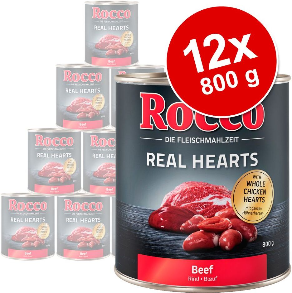 Rocco Lot Rocco Real Hearts 12 x 800 g pour chien - bœuf